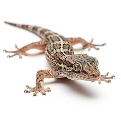 High quality studio photograph of a Mediterranean House Gecko, part of the taxonomy lizards
