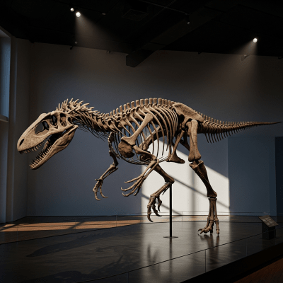 Museum exhibit style rendering of a single Megaraptor