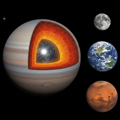 Illustration of a Mercurian (iron-rich) planet (planets) as it might appear in an educational context, with canonical example planets shown nearby for reference