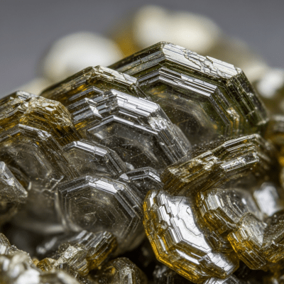 Macro shot of Mica, of the taxonomy minerals, showing detailed crystal structure and surface texture