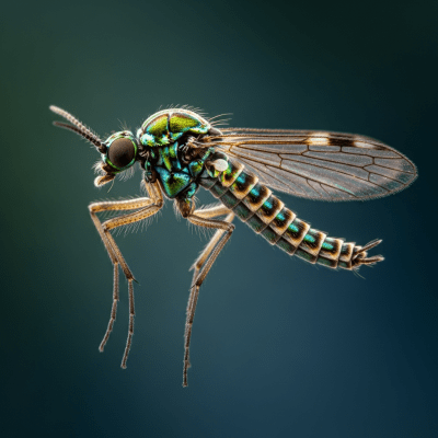 Striking editorial-style portrait of a single Midge, from the taxonomy insects.