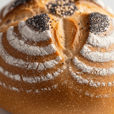 Macro photograph focusing on the crust and surface texture of Milk Bread