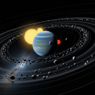 Visualization of a Mini-Neptune (planets) interacting dynamically within its typical system architecture