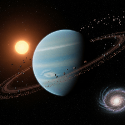 Realistic illustration of a Mini-Neptune (planets) depicted in its typical orbital environment