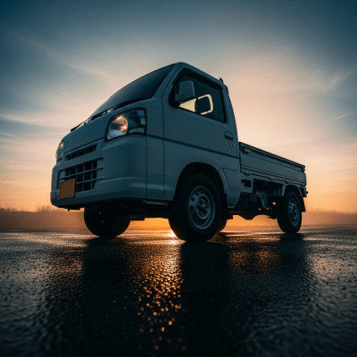 Editorial-style hero shot of a Mini Truck, part of the trucks.