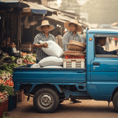 Image of a Mini Truck (trucks) being used by people in a real-world scenario
