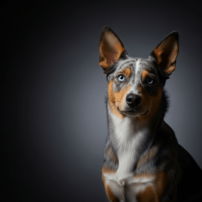 Editorial-style portrait of a Miniature American Shepherd from the taxonomy dogs.
