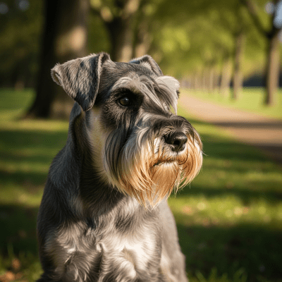 Naturalistic outdoor image of a Miniature Schnauzer