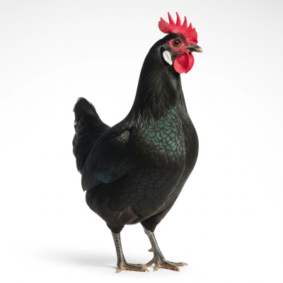 High quality studio photograph of a single Minorca from the chicken taxonomy