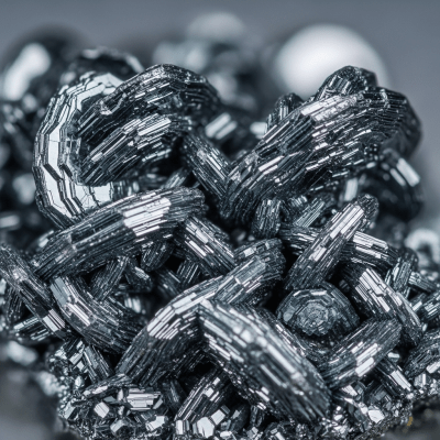 Macro shot of Molybdenite, of the taxonomy minerals, showing detailed crystal structure and surface texture