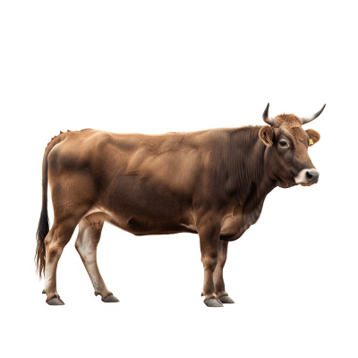 High quality studio photograph of a Mongolian cattle (various local ecotypes)