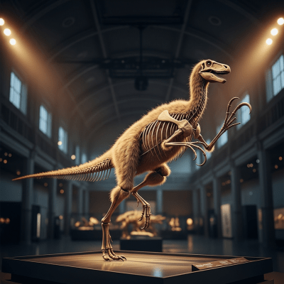 Museum exhibit style rendering of a single Mononykus