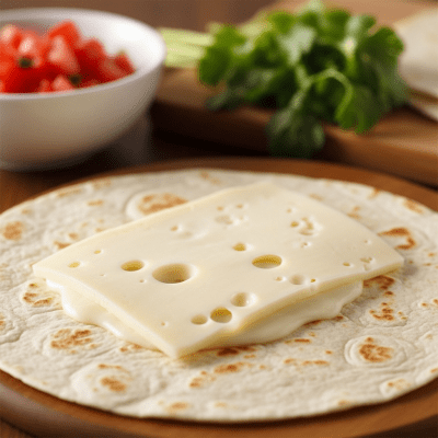 A piece of Monterey Jack being used in a classic culinary preparation or dish where it is commonly featured