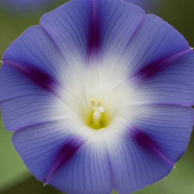 Detailed macro image of a Morning Glory (flowers), focusing on the intricate structure of petals, stamens, and pistil