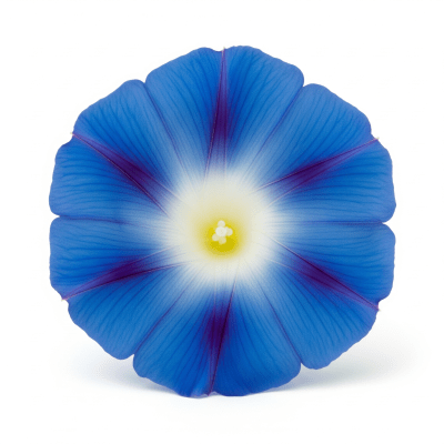 High quality studio photograph of a single Morning Glory