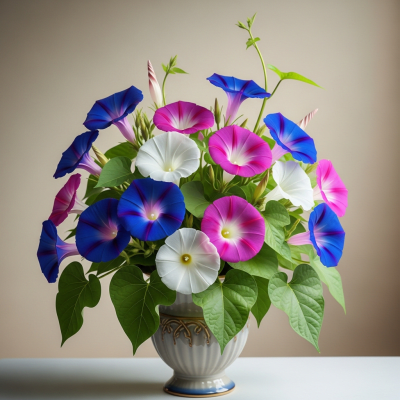 Image of a Morning Glory (flowers) arranged in a traditional bouquet or floral arrangement
