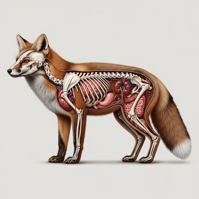 Detailed anatomical illustration of a Mountain Fox