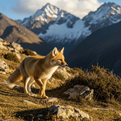 Photograph of a Mountain Fox, part of the taxonomy canines, in its typical natural environment