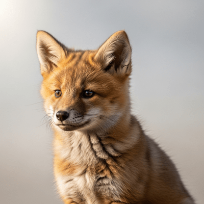 Photograph showing a juvenile (puppy) version of the Mountain Fox