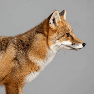 Side profile photograph of a standing Mountain Fox, part of the taxonomy canines