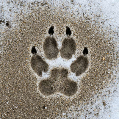 Image depicting tracks or footprints left by a Mountain Fox, belonging to the taxonomy canines