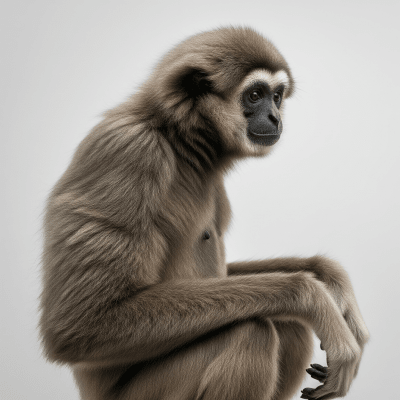 High quality studio photograph of a Müller's gibbon