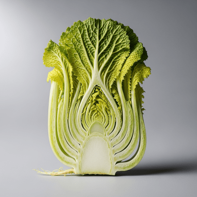 Detailed cross-sectional view of a fresh Mustard Greens