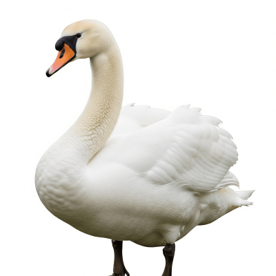 High quality studio photograph of a single Mute Swan
