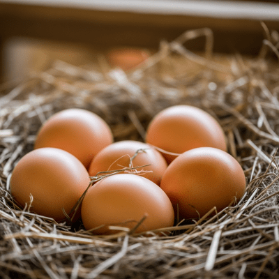Image depicting eggs laid by a Naked Neck, contextualized within the chicken taxonomy