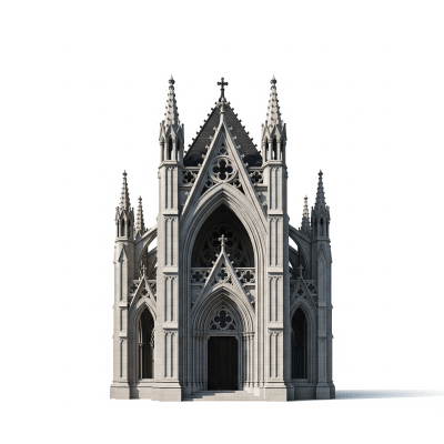 High quality, studio-style photograph of a single Neo-Gothic from the architecture taxonomy