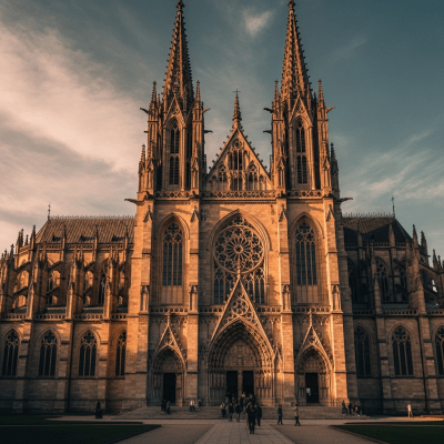 Photograph depicting Neo-Gothic, an example of architecture, in active use or cultural context—such as being inhabited, visited, or used for its intended purpose—while keeping focus on the structure itself