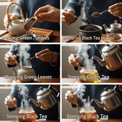 Step-by-step visual depiction showing the preparation process for Nepal Tea, within the taxonomy teas
