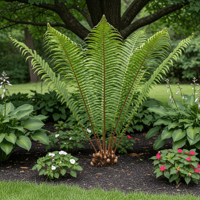 Image depicting a Nephrolepis cordifolia as traditionally used by humans, such as in ornamental garden settings, floral arrangements, or as part of indigenous cultural practices