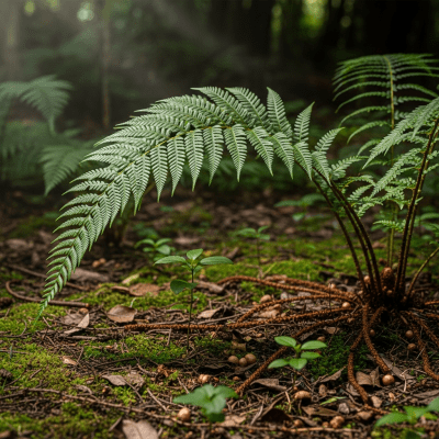 Photograph of a Nephrolepis cordifolia, of the taxonomy ferns, shown growing in its natural environment, such as a forest understory or shaded woodland