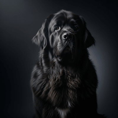 Editorial-style portrait of a Newfoundland from the taxonomy dogs.