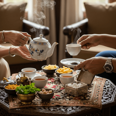 Image showing Nilgiri Tea prepared and served in its typical cultural context