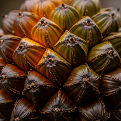 Close-up macro image of the leaf or fruit of a Nipa Palm