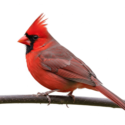 High quality studio photograph of a single Northern Cardinal