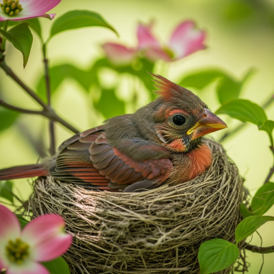 Image of a juvenile or chick stage of the Northern Cardinal, within the taxonomy birds