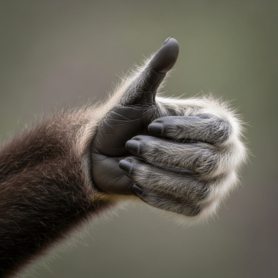 Close-up photograph of the hands or feet of a Northern white-cheeked gibbon, part of the taxonomy apes