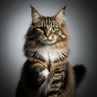 Editorial-style portrait of a Norwegian Forest Cat from the taxonomy cats.