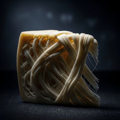 A wedge or whole Oaxaca from the taxonomy cheeses, styled in an elegant, editorial manner.