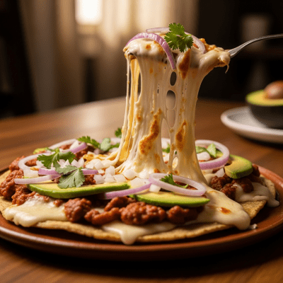 A piece of Oaxaca being used in a classic culinary preparation or dish where it is commonly featured