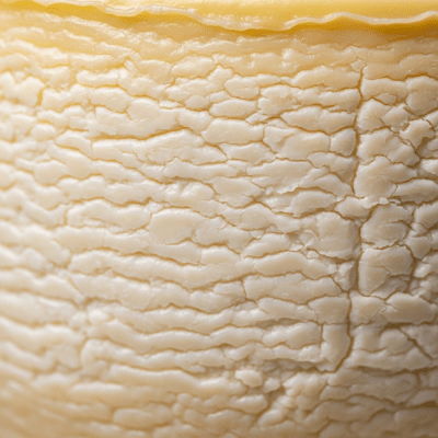 A close-up macro photograph of the rind and surface texture of a Oaxaca