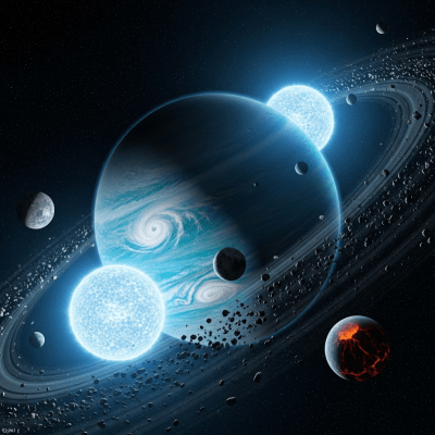 Visualization of a Ocean planet (planets) interacting dynamically within its typical system architecture