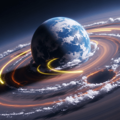 Realistic rendering of a Ocean planet, shown in a simulated planetary formation environment