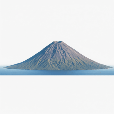High quality studio photograph of a single Oceanic volcano