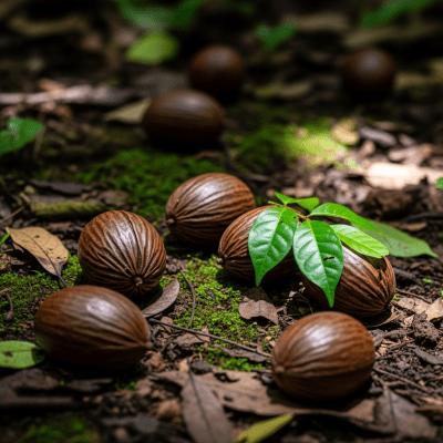 Photograph of a Okari nut (nuts) in its natural environment, such as on the tree, bush, or ground where it grows