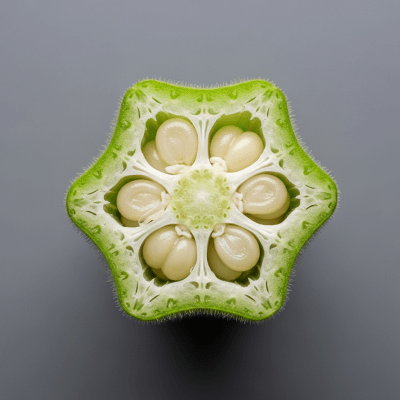 Detailed cross-sectional view of a fresh Okra