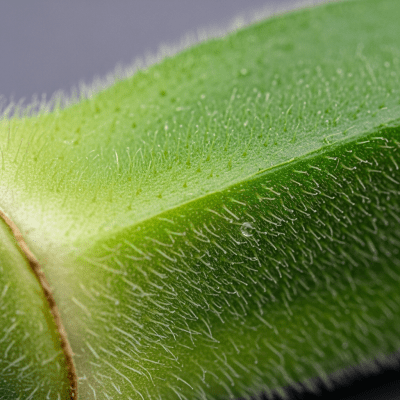 Close-up macro photograph of surface details and textures of a single Okra